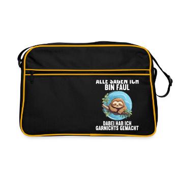 Meine Eltern Alle sagen ich bin faul Faultier - Retro Tasche - Schwarz/Gold - Vorne
