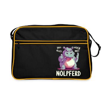 Hippo Hippo Complain Complainer Nölpferd - Retro Bag - black/gold - Front
