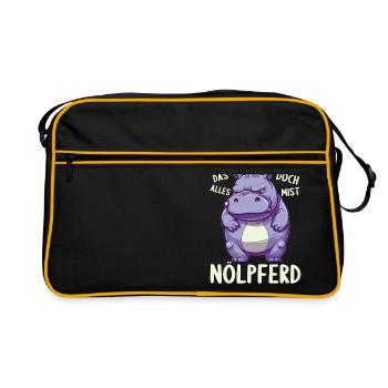 Hippo Hippo Complain Complainer Nölpferd - Retro Bag - black/gold - Front