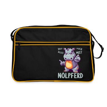 Hippo Hippo Complain Complainer Nölpferd - Retro Bag - black/gold - Front