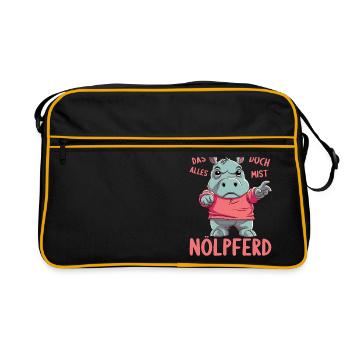Hippo Hippo Complain Complainer Nölpferd - Retro Bag - black/gold - Front