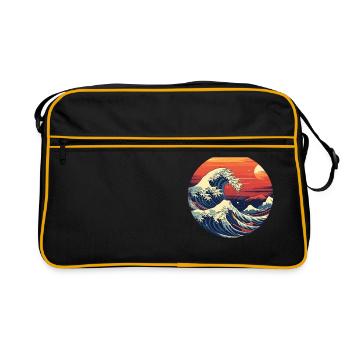 Große Welle La Grande Vague Kanagawa - Sac Retro - noir/or - Devant