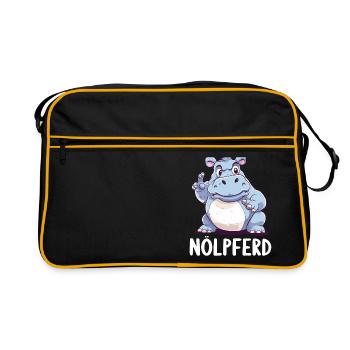 Hippo Hippo Complain Complainer Nölpferd - Retro Bag - black/gold - Front