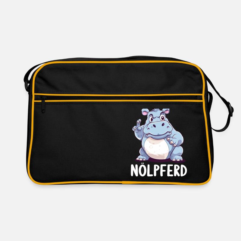 Nilpferd Hippo meckern Meckerer Nölpferd Retro Tasche