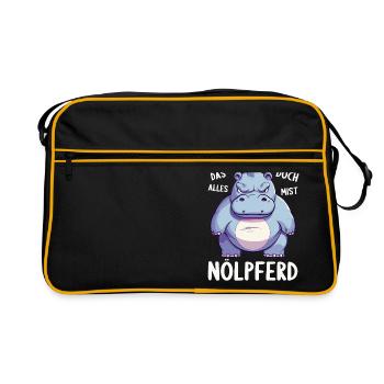 Hippo Hippo Complain Complainer Nölpferd - Retro Bag - black/gold - Front