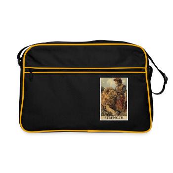 Tarotkarten Tarotkarte Strength Kraft - Retro Tasche - Schwarz/Gold - Vorne
