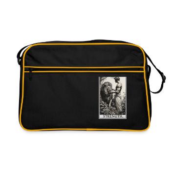 Tarotkarten Tarotkarte Strength Kraft - Retro Tasche - Schwarz/Gold - Vorne