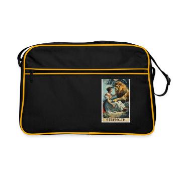 Tarotkarten Tarotkarte Strength Kraft - Retro Tasche - Schwarz/Gold - Vorne