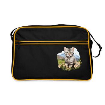 Cat Cats American Wirehair - Retro Bag - black/gold - Front