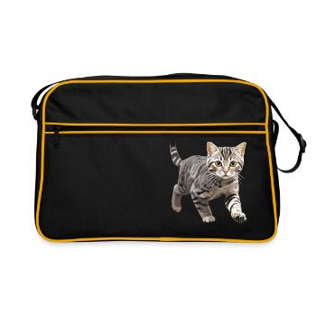 Cat Cats American Wirehair - Retro Bag - black/gold - Front