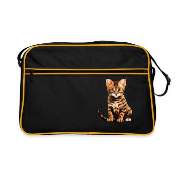 Chat du Bengale Bengalkatze - Sac Retro - noir/or - Devant