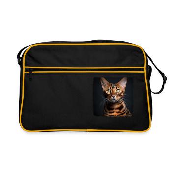 Chat du Bengale Bengalkatze - Sac Retro - noir/or - Devant