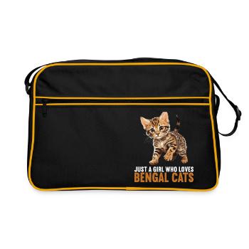 Chat du Bengale Bengalkatze - Sac Retro - noir/or - Devant