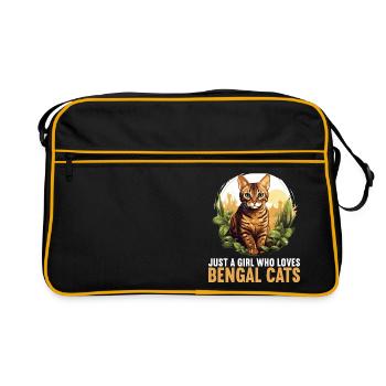 Chat du Bengale Bengalkatze - Sac Retro - noir/or - Devant