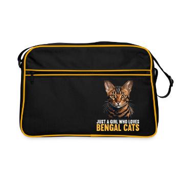 Chat du Bengale Bengalkatze - Sac Retro - noir/or - Devant