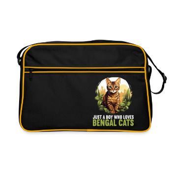 Chat du Bengale Bengalkatze - Sac Retro - noir/or - Devant