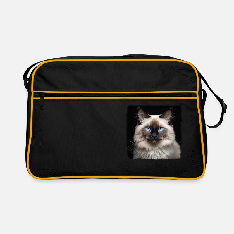 Birman Cat Birma Katze - Retro Tasche - Schwarz/Gold