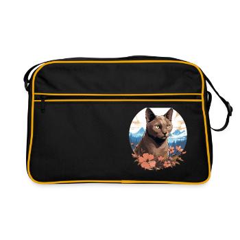 Burmese Cat Burma Katze - Retro Bag - black/gold - Front