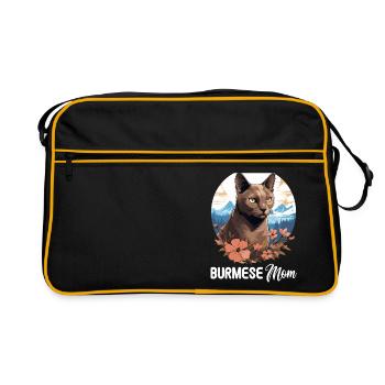 Burmese Cat Burma Katze - Retro Bag - black/gold - Front