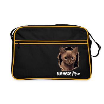 Burmese Cat Burma Katze - Retro Bag - black/gold - Front