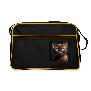 Burmese Cat Burma Katze - Retro Bag - black/gold - Front