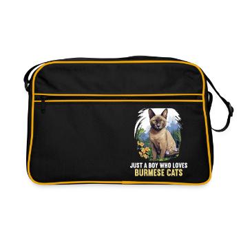 Burmese Cat Burma Katze - Retro Bag - black/gold - Front