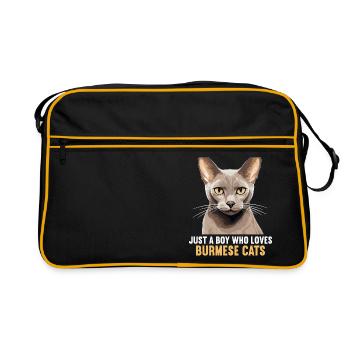 Burmese Cat Burma Katze - Retro Bag - black/gold - Front