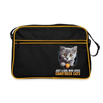 Chartreux Cat Carthusian Cat - Retro Bag - black/gold - Front