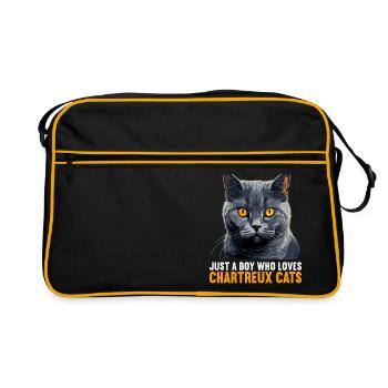 Chartreux Cat Carthusian Cat - Retro Bag - black/gold - Front