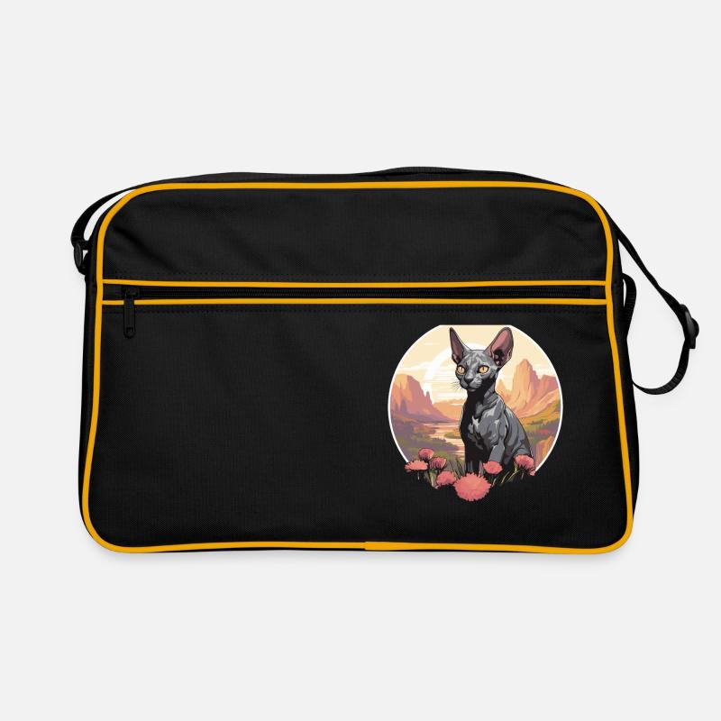 Cornish Rex Kätzchen Cornish Rex Katze - Retro Tasche - Schwarz/Gold