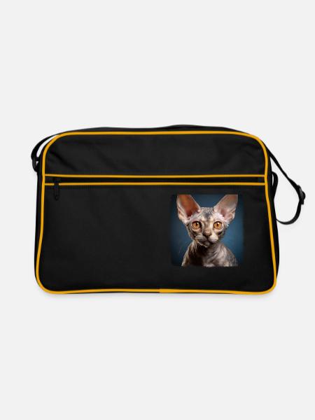 Devon Rex Kitten Devon Rex Cat - Retro Bag - black/gold - Front
