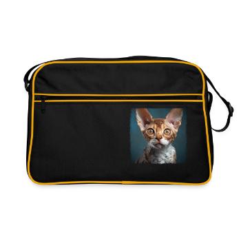 Devon Rex Kitten Devon Rex Cat - Retro Bag - black/gold - Front