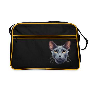 Chat bleu russe Russisch Blau Katze - Sac Retro - noir/or - Devant