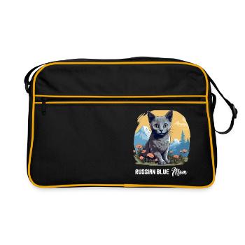 Chat bleu russe Russisch Blau Katze - Sac Retro - noir/or - Devant