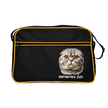 Scottish Fold Kätzchen Scottish Fold Katze - Retro Tasche - Schwarz/Gold - Vorne