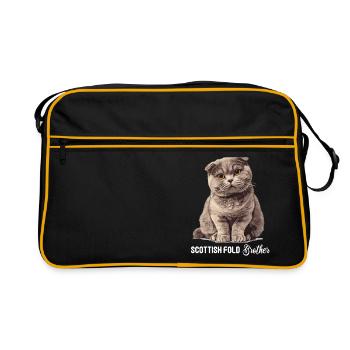 Scottish Fold Kätzchen Scottish Fold Katze - Retro Tasche - Schwarz/Gold - Vorne