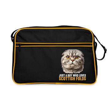Scottish Fold Kätzchen Scottish Fold Katze - Retro Tasche - Schwarz/Gold - Vorne