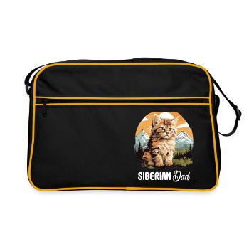 Siberian Cat Sibirische Katze - Retro Tasche - Schwarz/Gold - Vorne