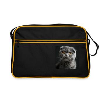 Scottish Fold Kätzchen Scottish Fold Katze - Retro Tasche - Schwarz/Gold - Vorne