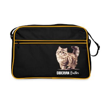 Siberian Cat Sibirische Katze - Retro Tasche - Schwarz/Gold - Vorne