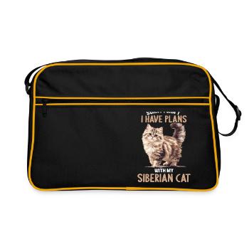Siberian Cat Sibirische Katze - Retro Tasche - Schwarz/Gold - Vorne