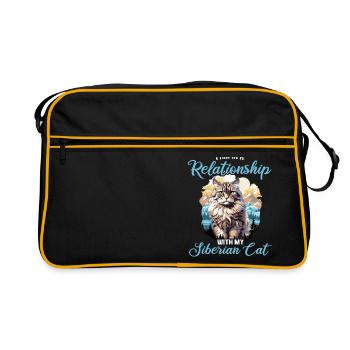 Siberian Cat Sibirische Katze - Retro Tasche - Schwarz/Gold - Vorne