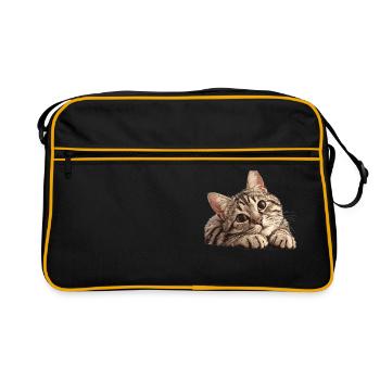 Tabby Kitten Tabby Cat - Retro Bag - black/gold - Front
