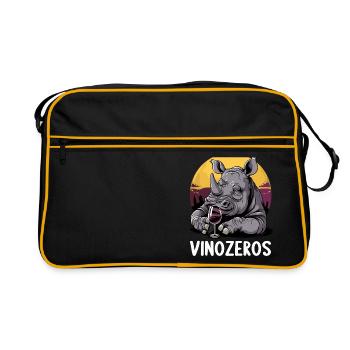 Vinozeros Weinkenner Weintrinker Weinliebhaber - Retro Tasche - Schwarz/Gold - Vorne