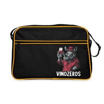 Vinozeros Weinkenner Weintrinker Weinliebhaber - Retro Tasche - Schwarz/Gold - Vorne