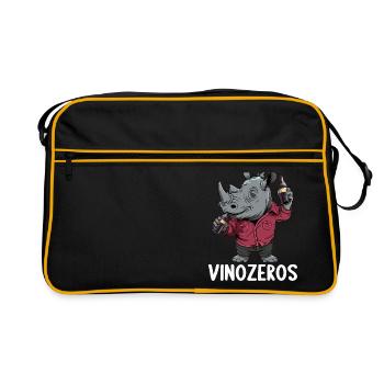 Vinozeros Weinkenner Weintrinker Weinliebhaber - Retro Tasche - Schwarz/Gold - Vorne