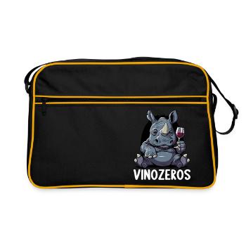 Vinozeros Weinkenner Weintrinker Weinliebhaber - Retro Tasche - Schwarz/Gold - Vorne