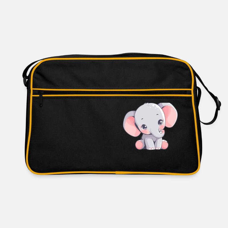 Elefanten Elefant - Retro Tasche - Schwarz/Gold