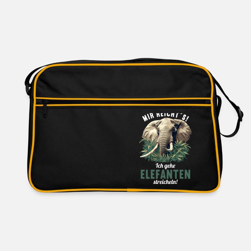 Elefanten Elefant - Retro Tasche - Schwarz/Gold