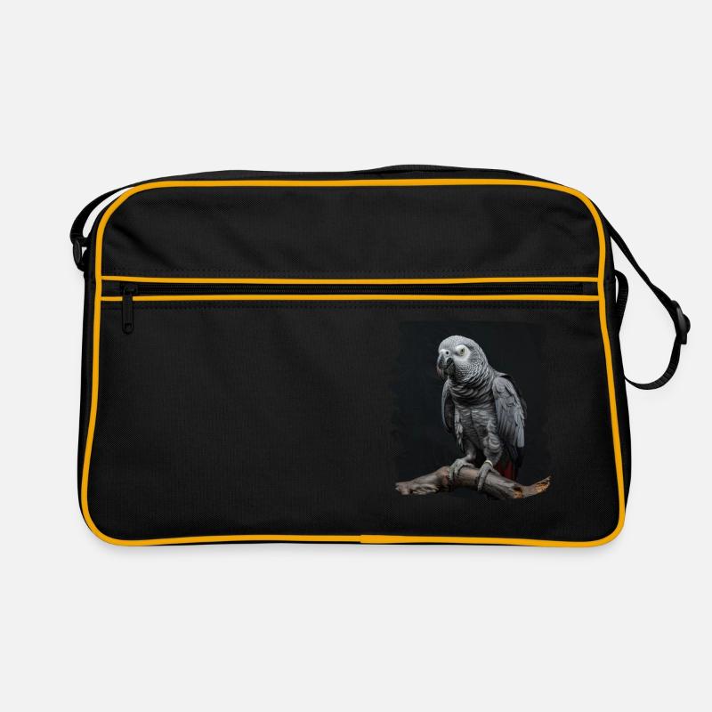 Graupapageien Graupapagei - Retro Tasche - Schwarz/Gold
